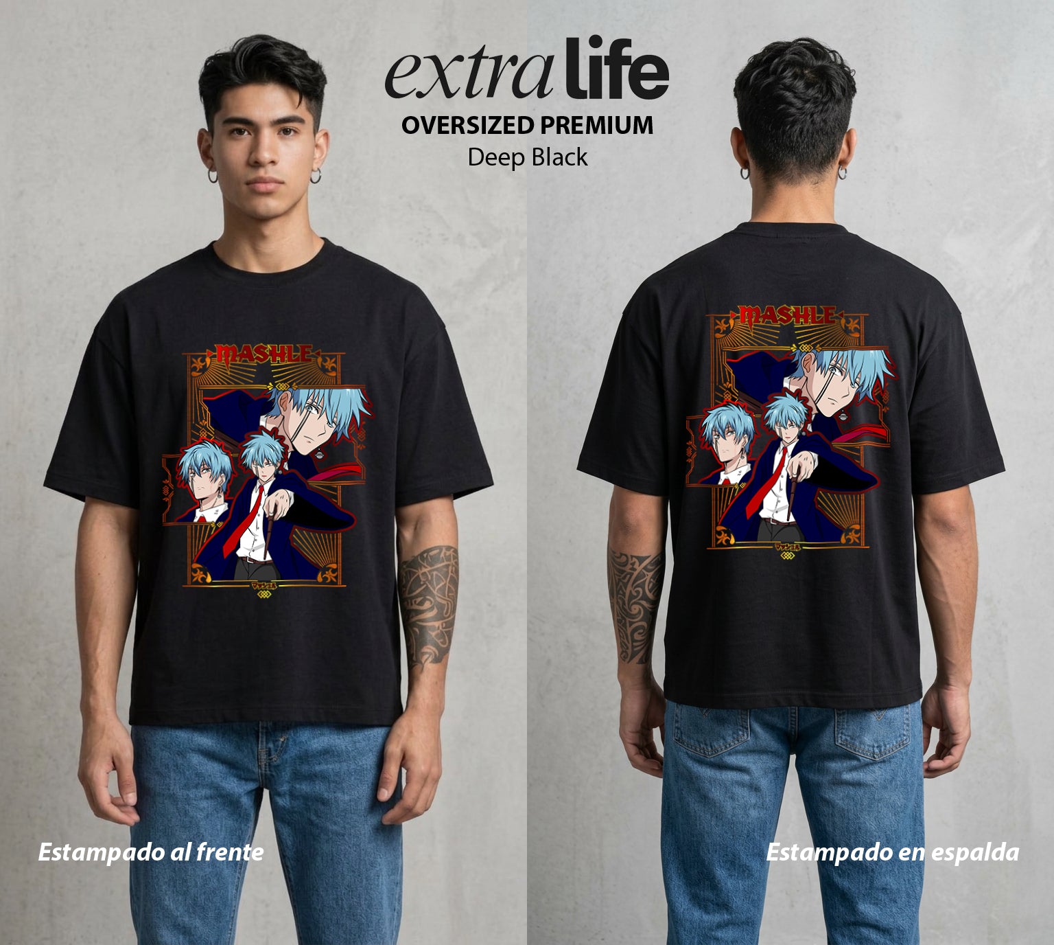Musculos sobre Magia | Corona del Torneo #02338 - Playera Oversized Premium | Deep Black - Foto en modelo