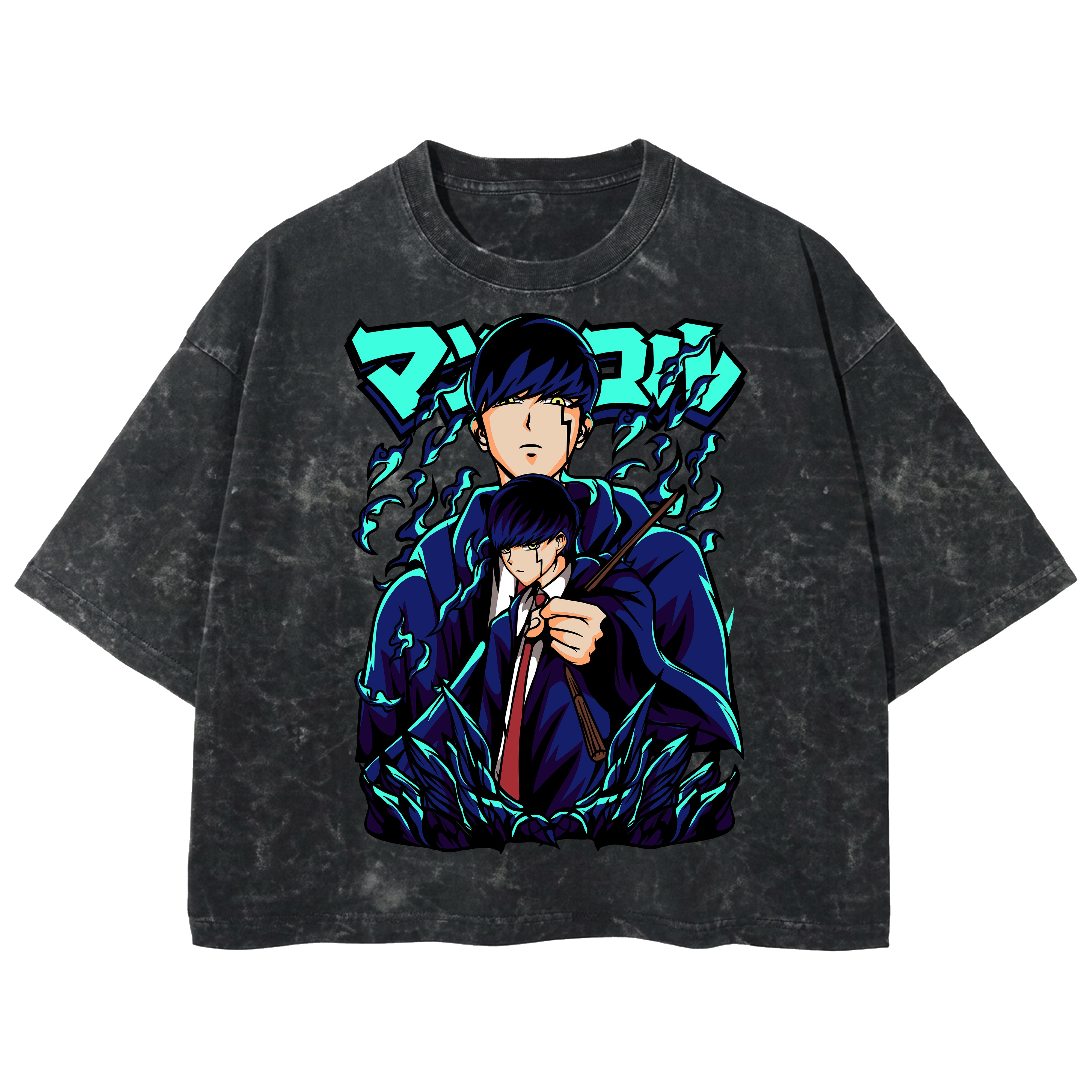 Playera streetwear premium de anime y gaming ExtraLife MX, corte boxy deluxe mineral wash heavyweight en color Acid Wash, moda urbana mexicana de culto.
