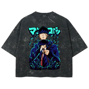 Playera streetwear premium de anime y gaming ExtraLife MX, corte boxy deluxe mineral wash heavyweight en color Acid Wash, moda urbana mexicana de culto.