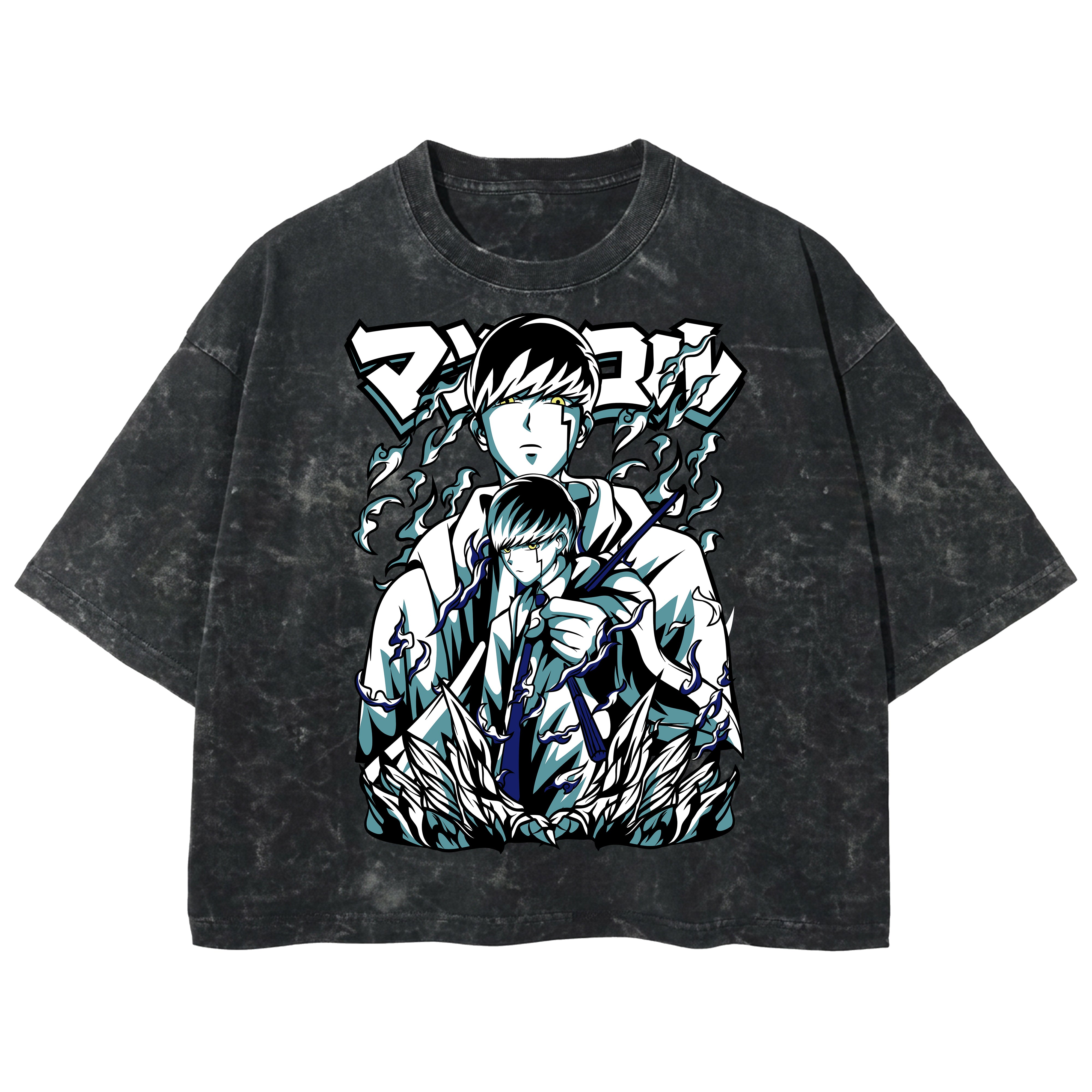 Playera streetwear premium de anime y gaming ExtraLife MX, corte boxy deluxe mineral wash heavyweight en color Acid Wash, moda urbana mexicana de culto.
