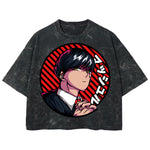 Playera streetwear premium de anime y gaming ExtraLife MX, corte boxy deluxe mineral wash heavyweight en color Acid Wash, moda urbana mexicana de culto.