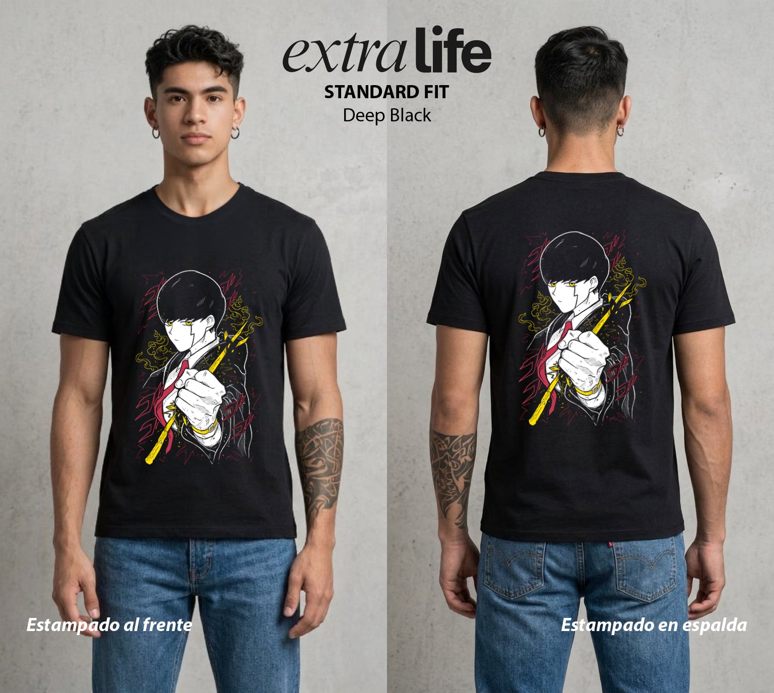 Musculos sobre Magia | El Sin Magia Supremo #02343 - Playera Standard Fit | Deep Black - Foto en modelo
