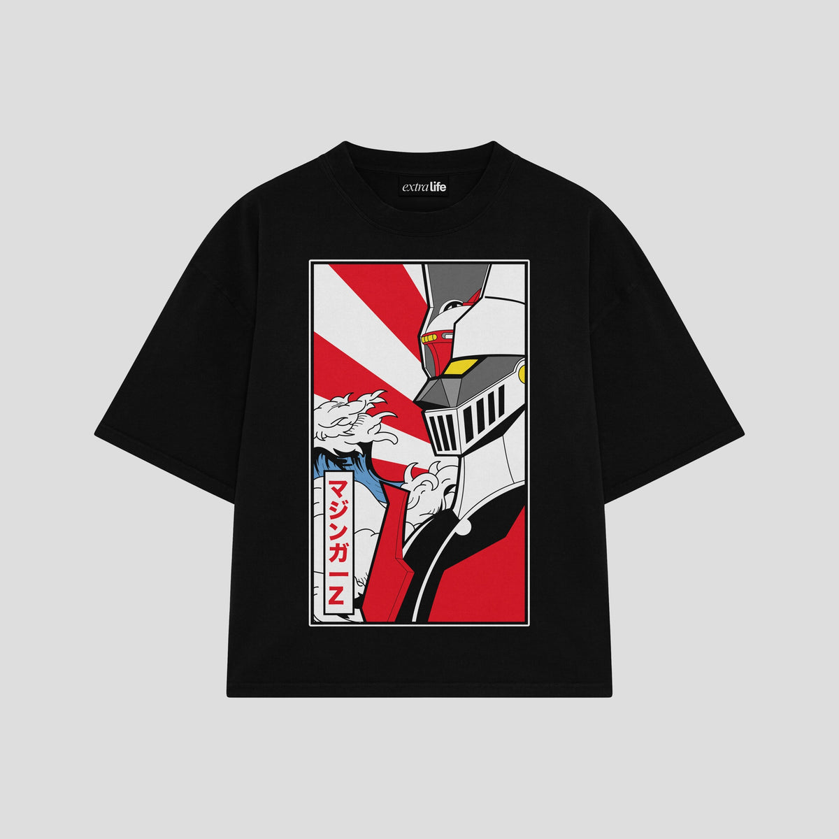 Playera streetwear premium de anime y gaming ExtraLife MX, corte oversized drop shoulder ligero y fresco en color Deep Black y Off-White, moda urbana mexicana de culto.