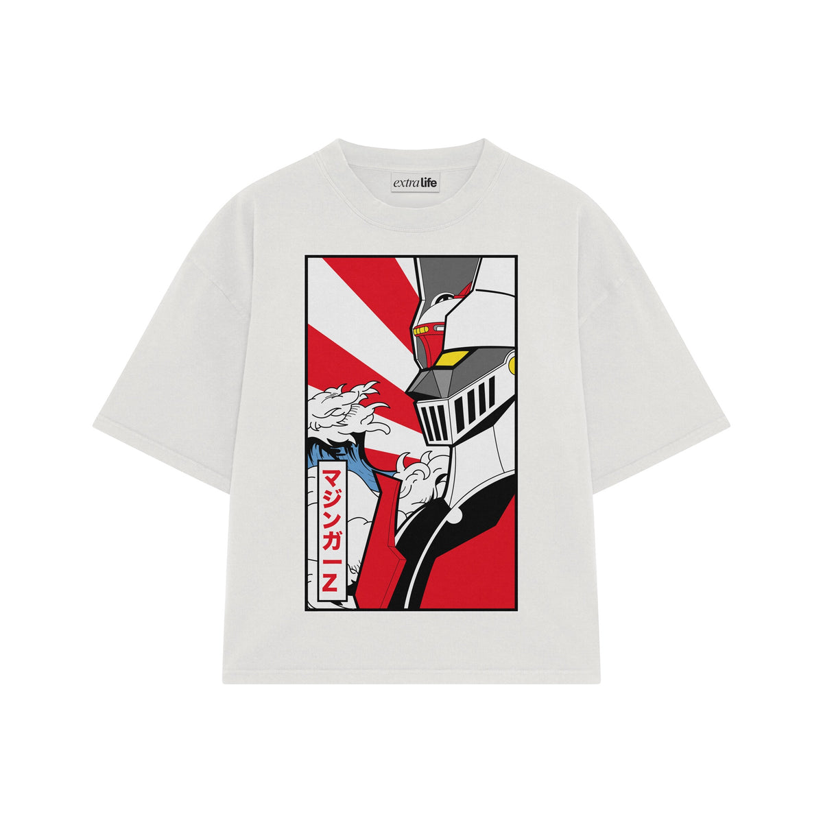 Playera streetwear premium de anime y gaming ExtraLife MX, corte oversized drop shoulder ligero y fresco en color Deep Black y Off-White, moda urbana mexicana de culto.