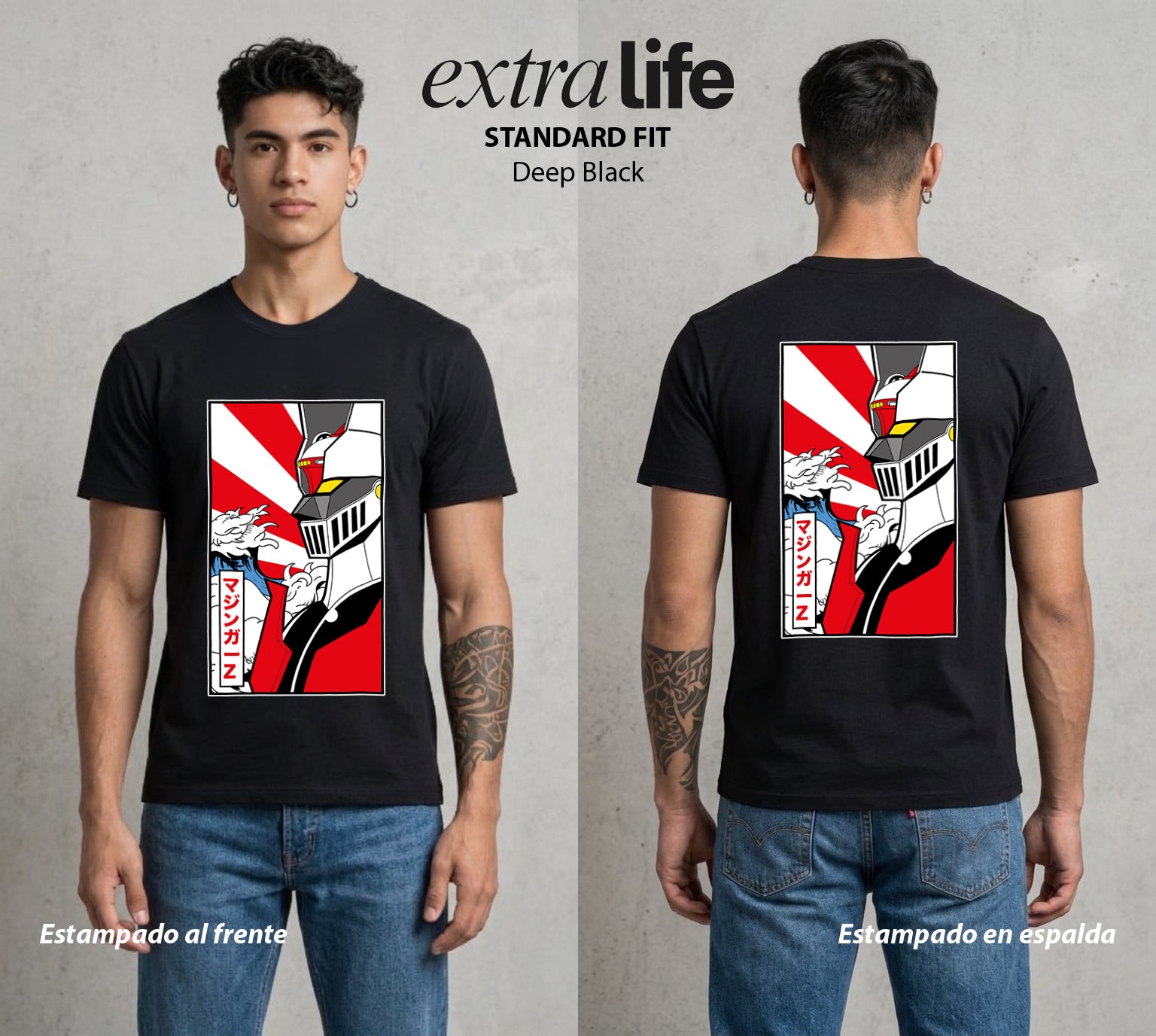 El Coloso de Acero | El Poder del Acero #02344 - Playera Standard Fit | Deep Black - Foto en modelo