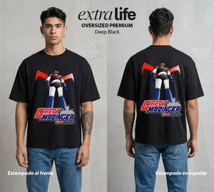 El Coloso de Acero | El Puño del Robot #02345 - Playera Oversized Premium | Deep Black - Foto en modelo
