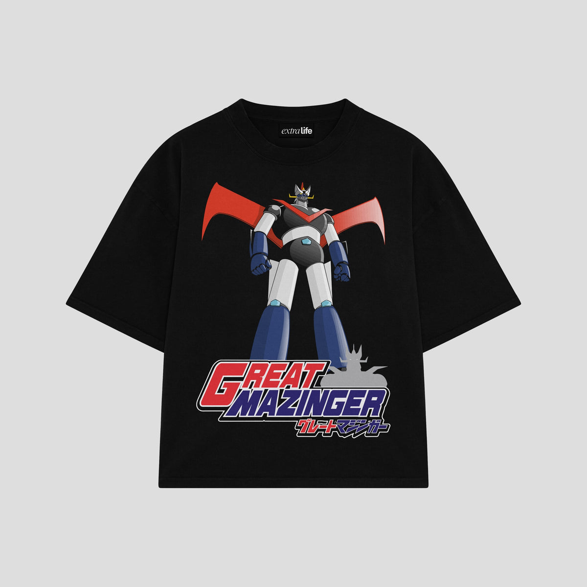 Playera streetwear premium de anime y gaming ExtraLife MX, corte oversized drop shoulder ligero y fresco en color Deep Black y Off-White, moda urbana mexicana de culto.