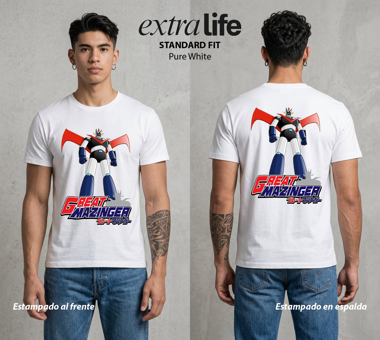 El Coloso de Acero | El Puño del Robot #02345 - Playera Standard Fit | Pure White - Foto en modelo