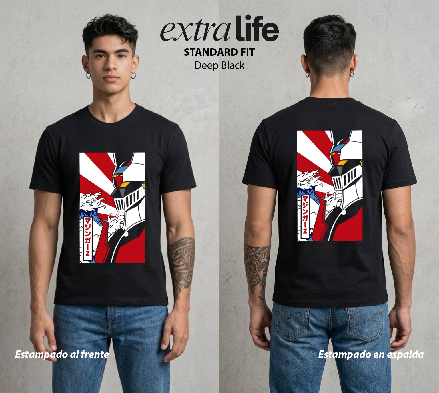 El Coloso de Acero | El Poder del Acero #02346 - Playera Standard Fit | Deep Black - Foto en modelo