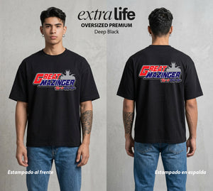 El Coloso de Acero | El Puño del Robot #02347 - Playera Oversized Premium | Deep Black - Foto en modelo
