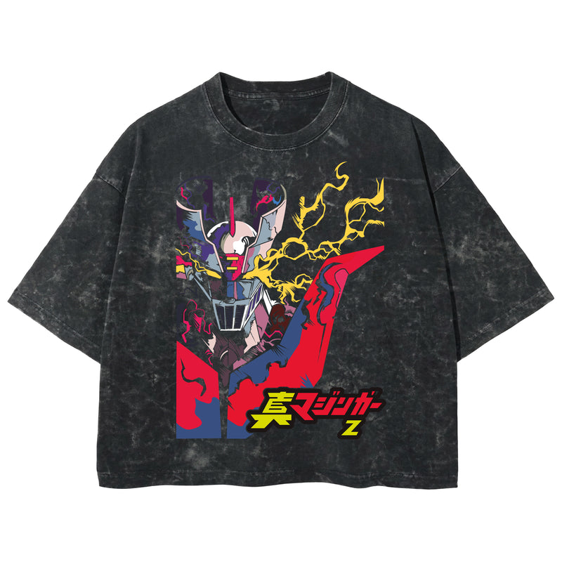 Playera streetwear premium de anime y gaming ExtraLife MX, corte boxy deluxe mineral wash heavyweight en color Acid Wash, moda urbana mexicana de culto.