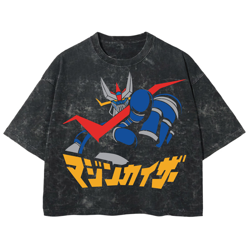 Playera streetwear premium de anime y gaming ExtraLife MX, corte boxy deluxe mineral wash heavyweight en color Acid Wash, moda urbana mexicana de culto.