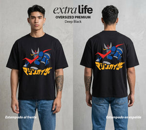 El Coloso de Acero | El Poder del Acero #02351 - Playera Oversized Premium | Deep Black - Foto en modelo