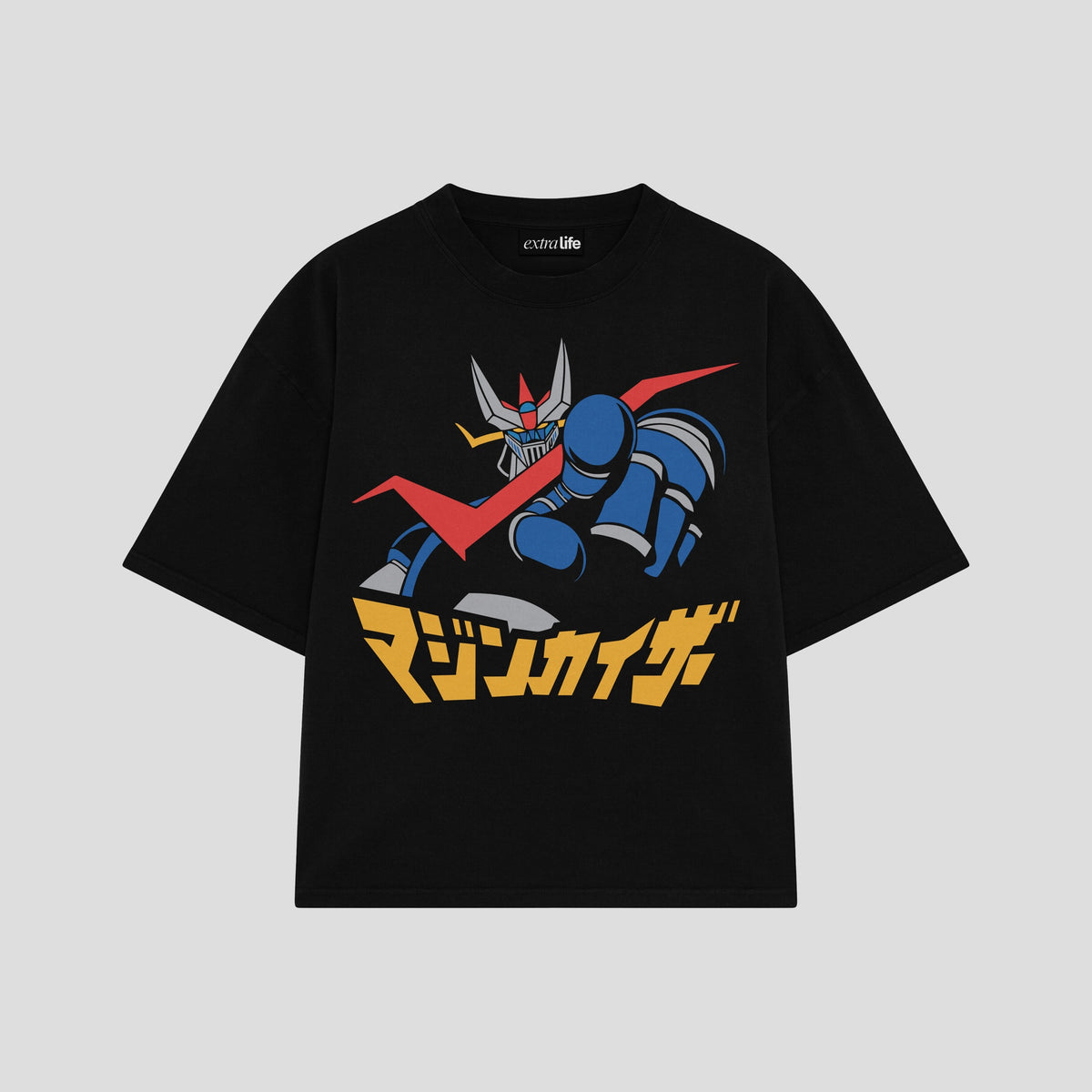 Playera streetwear premium de anime y gaming ExtraLife MX, corte oversized drop shoulder ligero y fresco en color Deep Black y Off-White, moda urbana mexicana de culto.