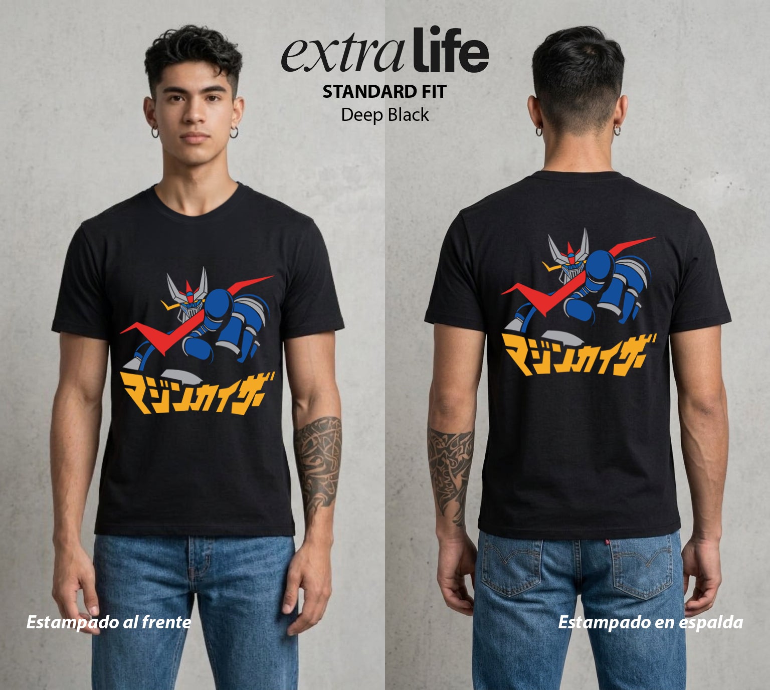 El Coloso de Acero | El Poder del Acero #02351 - Playera Standard Fit | Deep Black - Foto en modelo