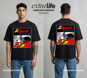 El Coloso de Acero | El Puño del Robot #02352 - Playera Oversized Premium | Deep Black - Foto en modelo
