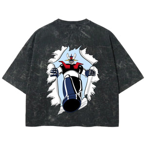 Playera streetwear premium de anime y gaming ExtraLife MX, corte boxy deluxe mineral wash heavyweight en color Acid Wash, moda urbana mexicana de culto.