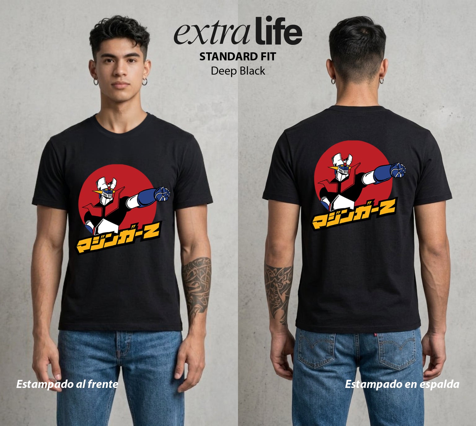 El Coloso de Acero | El Puño del Robot #02358 - Playera Standard Fit | Deep Black - Foto en modelo
