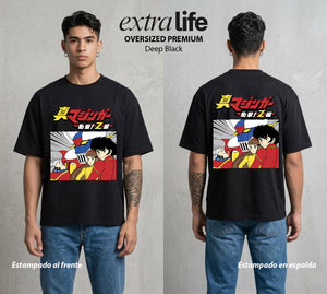 El Coloso de Acero | El Poder del Acero #02359 - Playera Oversized Premium | Deep Black - Foto en modelo