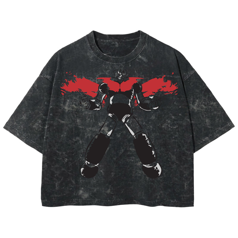 Playera streetwear premium de anime y gaming ExtraLife MX, corte boxy deluxe mineral wash heavyweight en color Acid Wash, moda urbana mexicana de culto.
