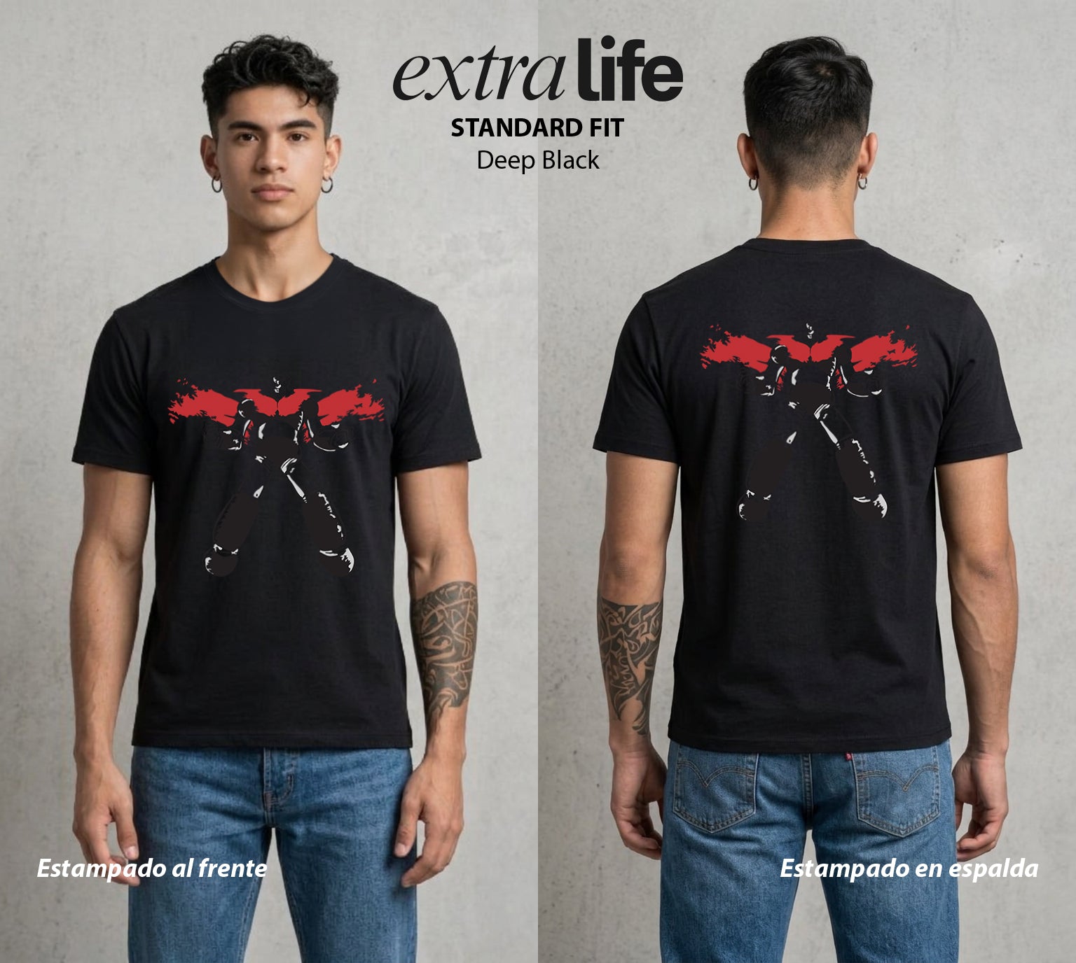 El Coloso de Acero | El Puño del Robot #02360 - Playera Standard Fit | Deep Black - Foto en modelo