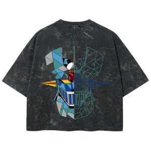 Playera streetwear premium de anime y gaming ExtraLife MX, corte boxy deluxe mineral wash heavyweight en color Acid Wash, moda urbana mexicana de culto.