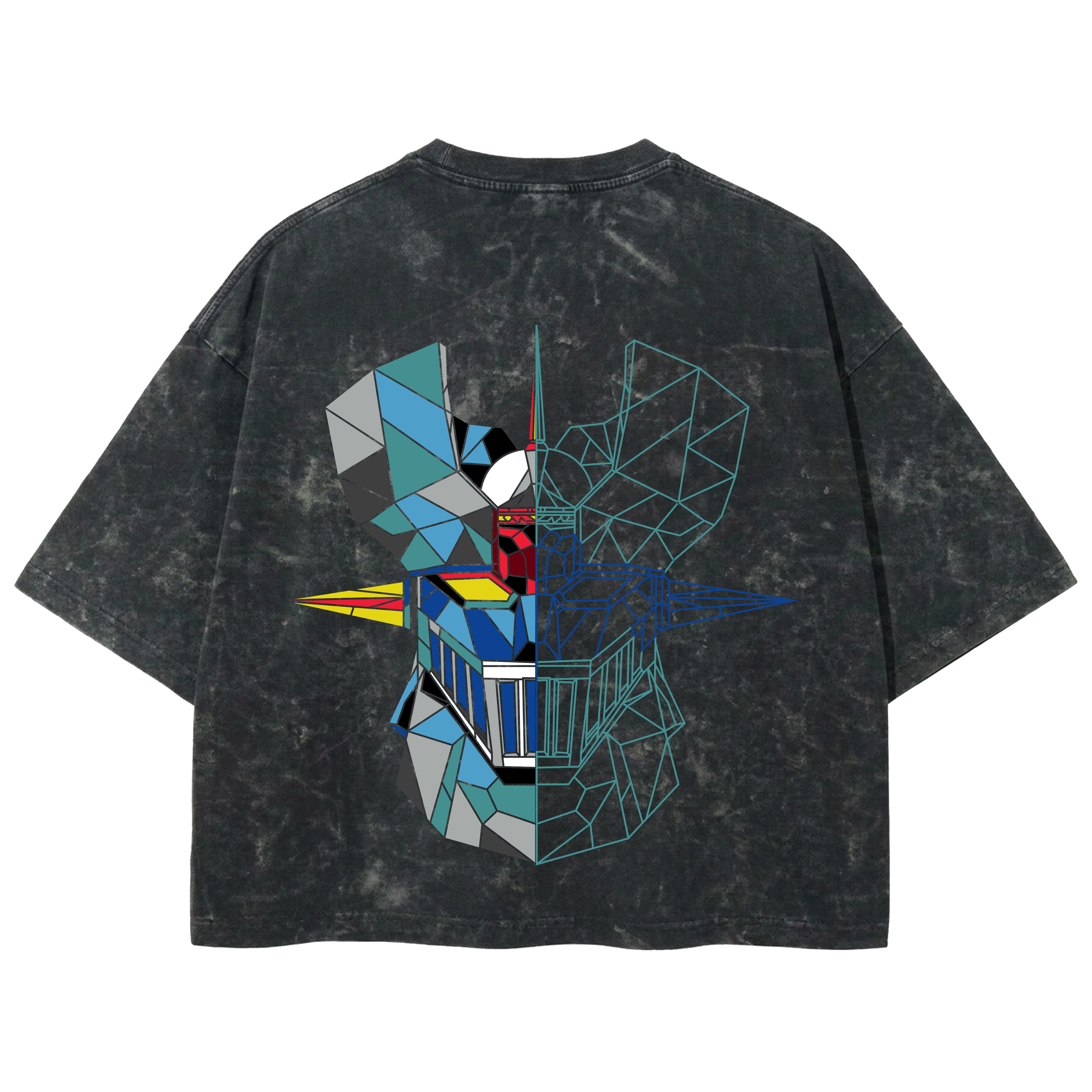Playera streetwear premium de anime y gaming ExtraLife MX, corte boxy deluxe mineral wash heavyweight en color Acid Wash, moda urbana mexicana de culto.