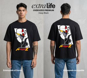 El Coloso de Acero | El Puño del Robot #02364 - Playera Oversized Premium | Deep Black - Foto en modelo