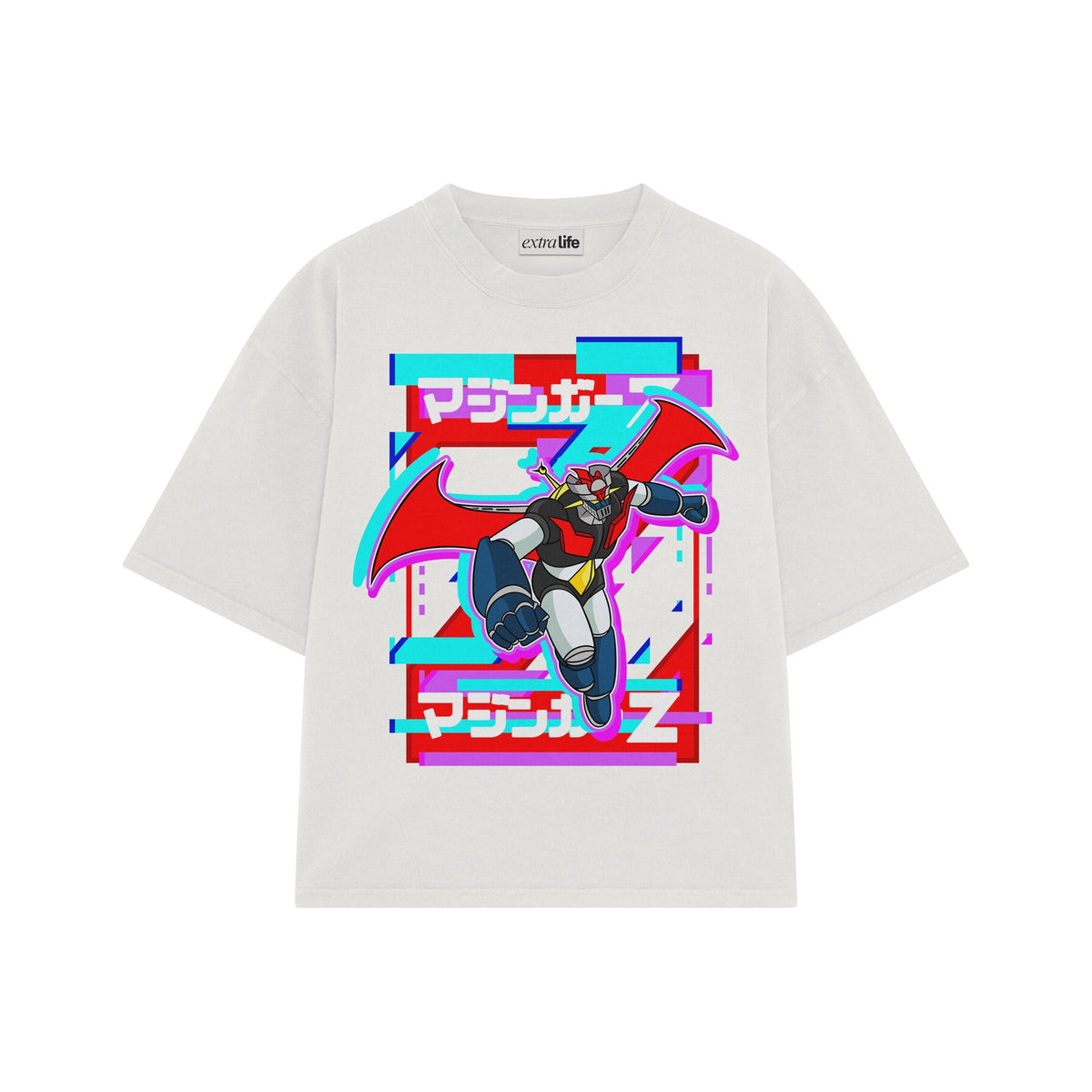 Playera streetwear premium de anime y gaming ExtraLife MX, corte oversized drop shoulder ligero y fresco en color Deep Black y Off-White, moda urbana mexicana de culto.
