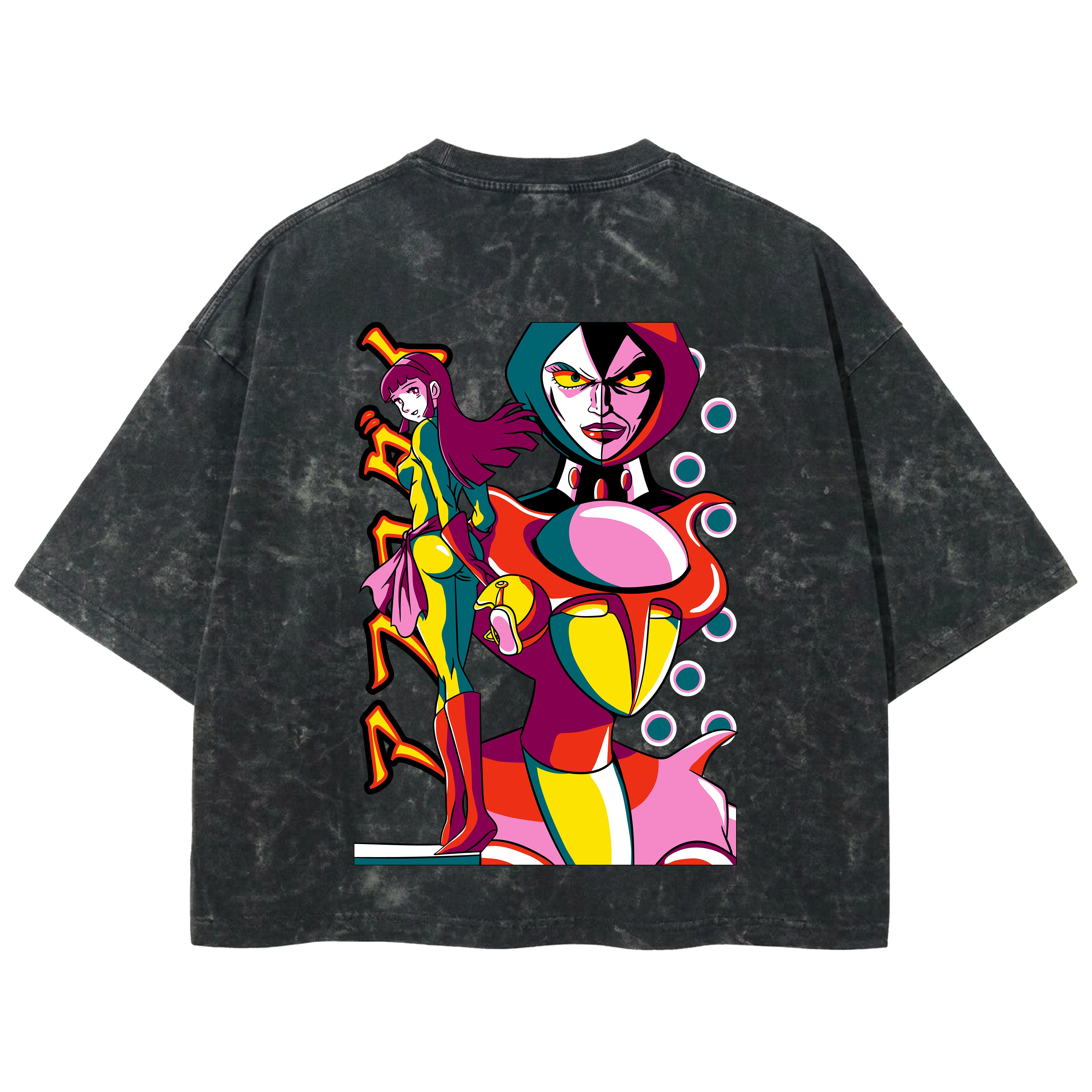 Playera streetwear premium de anime y gaming ExtraLife MX, corte boxy deluxe mineral wash heavyweight en color Acid Wash, moda urbana mexicana de culto.