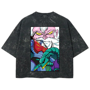 Playera streetwear premium de anime y gaming ExtraLife MX, corte boxy deluxe mineral wash heavyweight en color Acid Wash, moda urbana mexicana de culto.