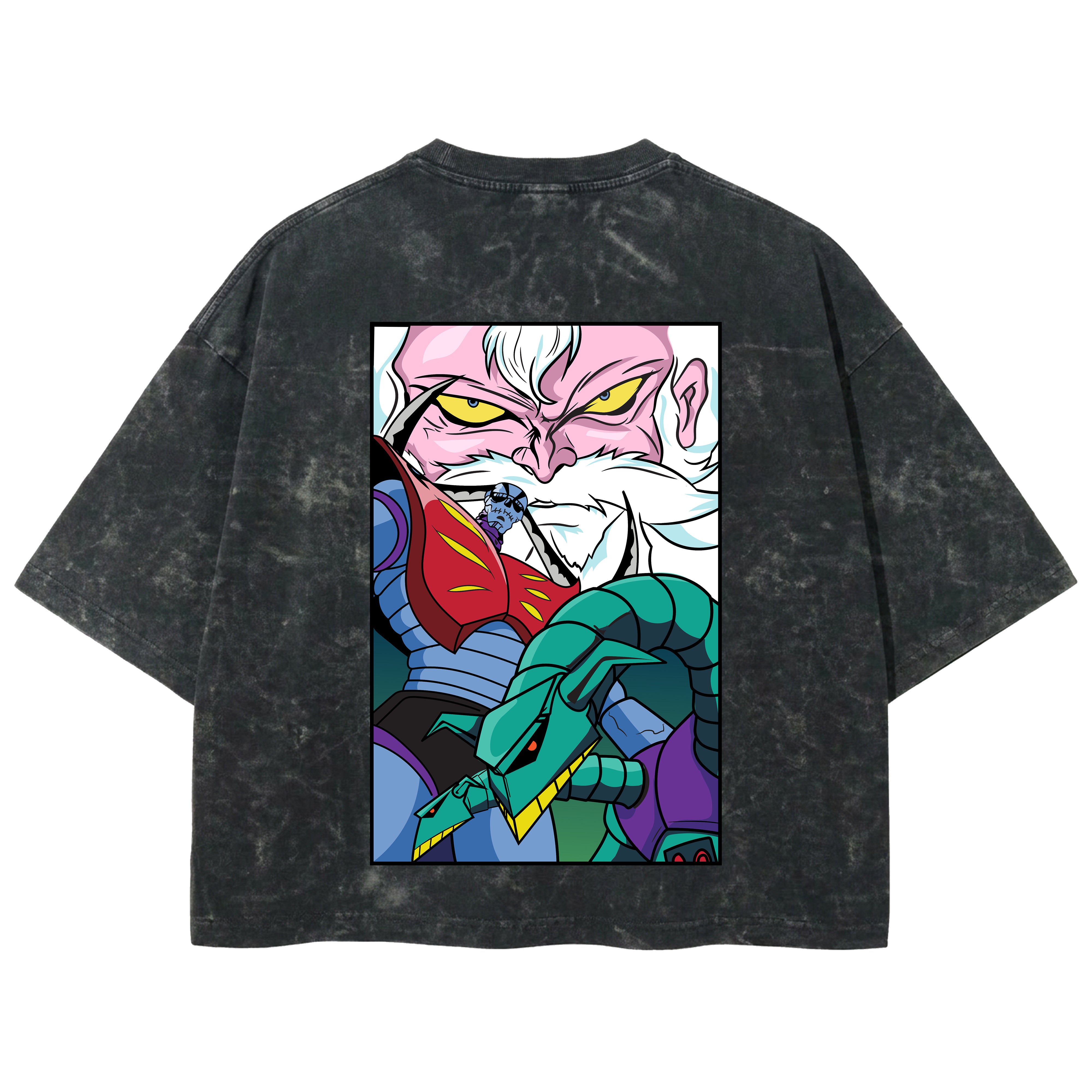 Playera streetwear premium de anime y gaming ExtraLife MX, corte boxy deluxe mineral wash heavyweight en color Acid Wash, moda urbana mexicana de culto.