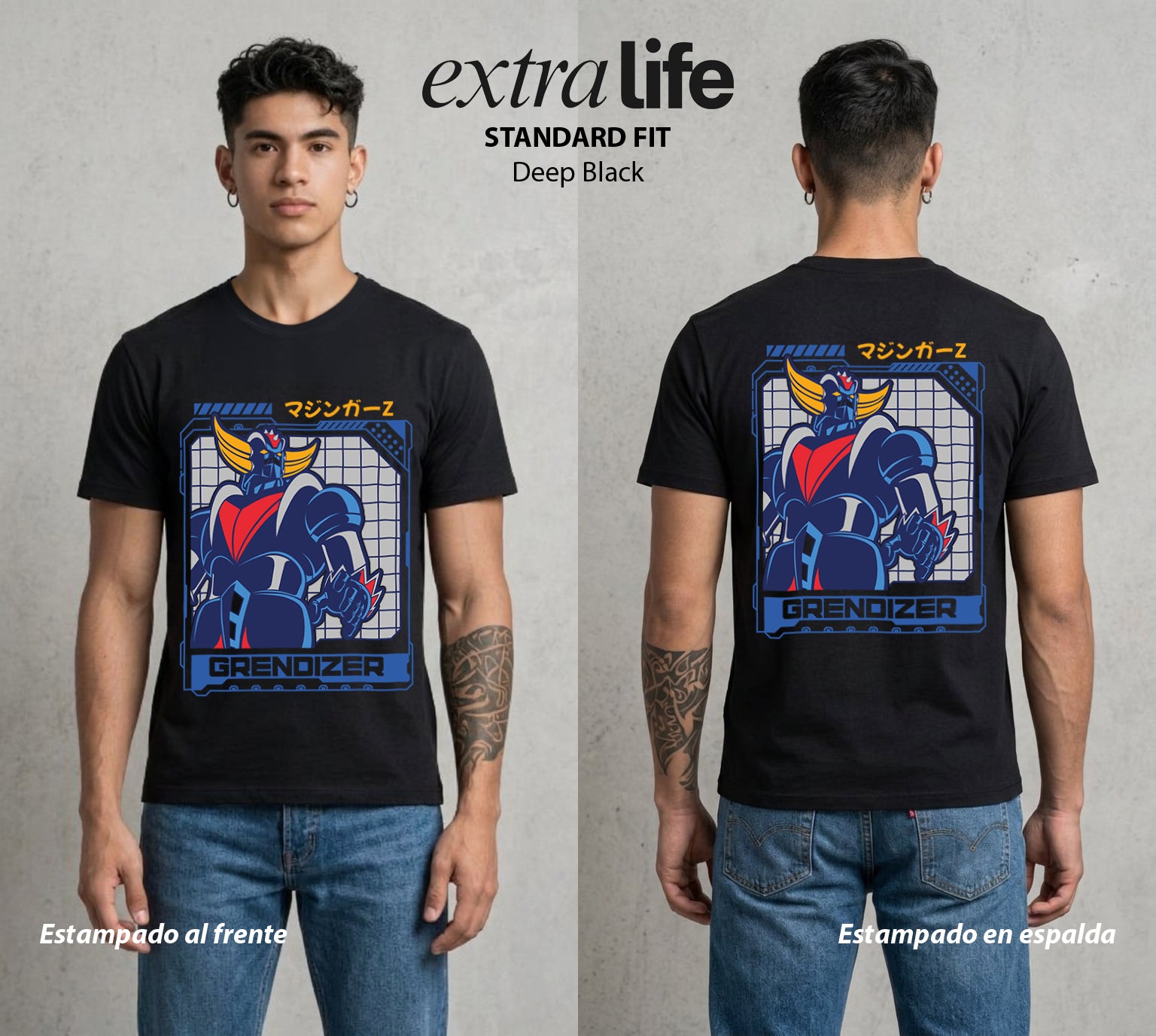 El Coloso de Acero | El Doble del Coloso #02370 - Playera Standard Fit | Deep Black - Foto en modelo