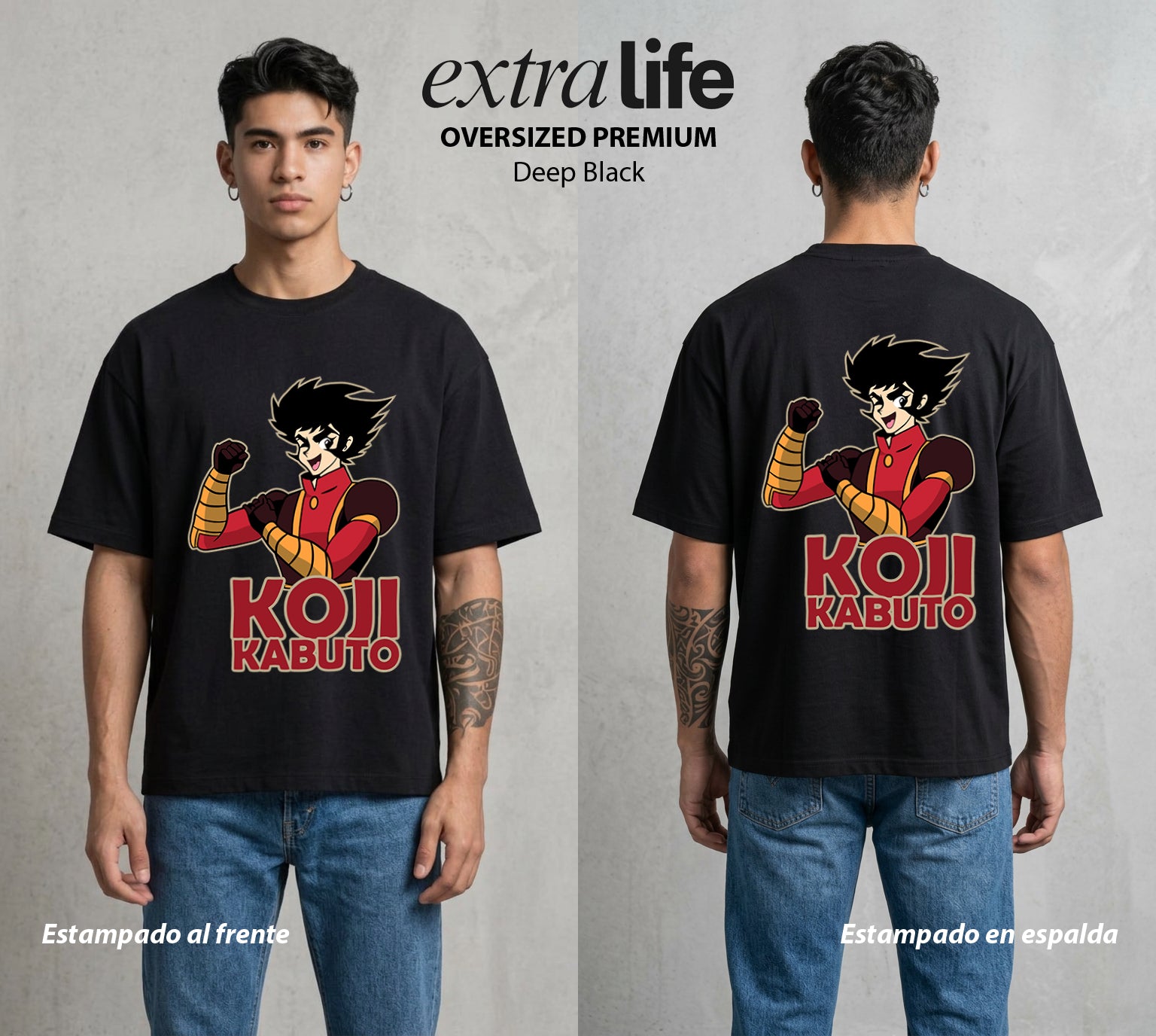 El Coloso de Acero | El Espía de la Serpiente #02371 - Playera Oversized Premium | Deep Black - Foto en modelo