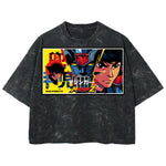Playera streetwear premium de anime y gaming ExtraLife MX, corte boxy deluxe mineral wash heavyweight en color Acid Wash, moda urbana mexicana de culto.