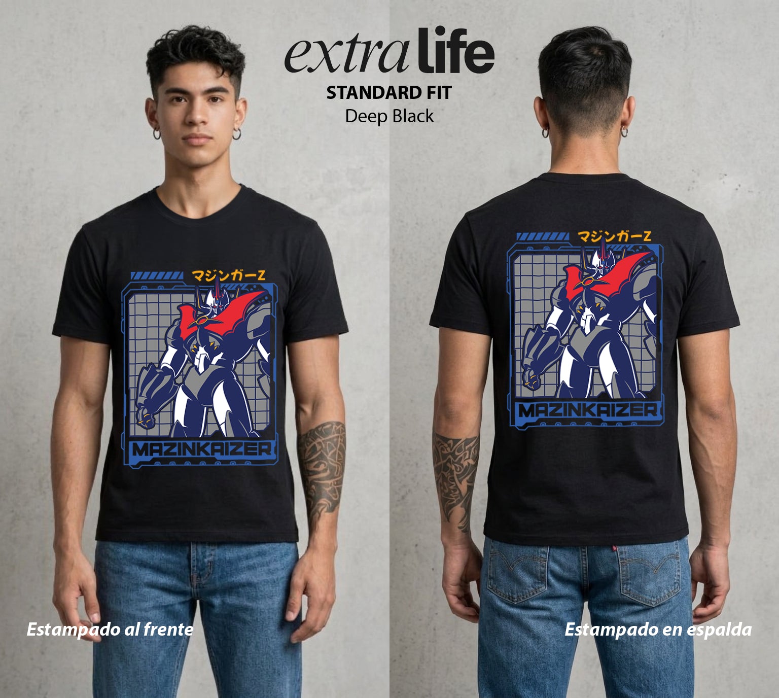 El Coloso de Acero | El Kaiser del Metal #02373 - Playera Standard Fit | Deep Black - Foto en modelo