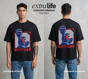 El Coloso de Acero | El Puño del Robot #02374 - Playera Oversized Premium | Deep Black - Foto en modelo