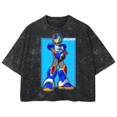 Playera streetwear premium de anime y gaming ExtraLife MX, corte boxy deluxe mineral wash heavyweight en color Acid Wash, moda urbana mexicana de culto.