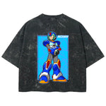 Playera streetwear premium de anime y gaming ExtraLife MX, corte boxy deluxe mineral wash heavyweight en color Acid Wash, moda urbana mexicana de culto.
