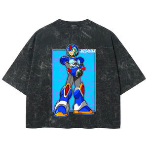 Playera streetwear premium de anime y gaming ExtraLife MX, corte boxy deluxe mineral wash heavyweight en color Acid Wash, moda urbana mexicana de culto.