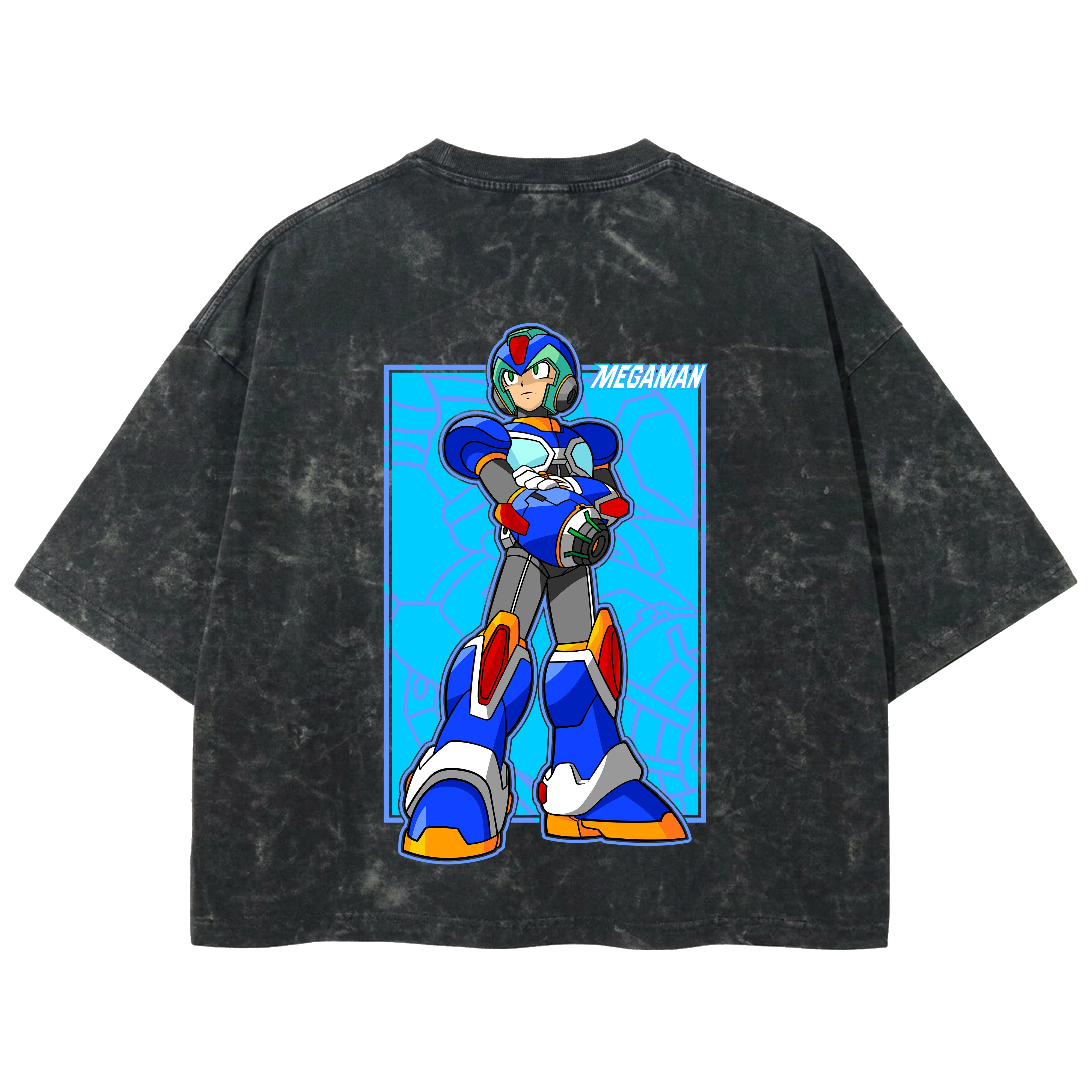 Playera streetwear premium de anime y gaming ExtraLife MX, corte boxy deluxe mineral wash heavyweight en color Acid Wash, moda urbana mexicana de culto.