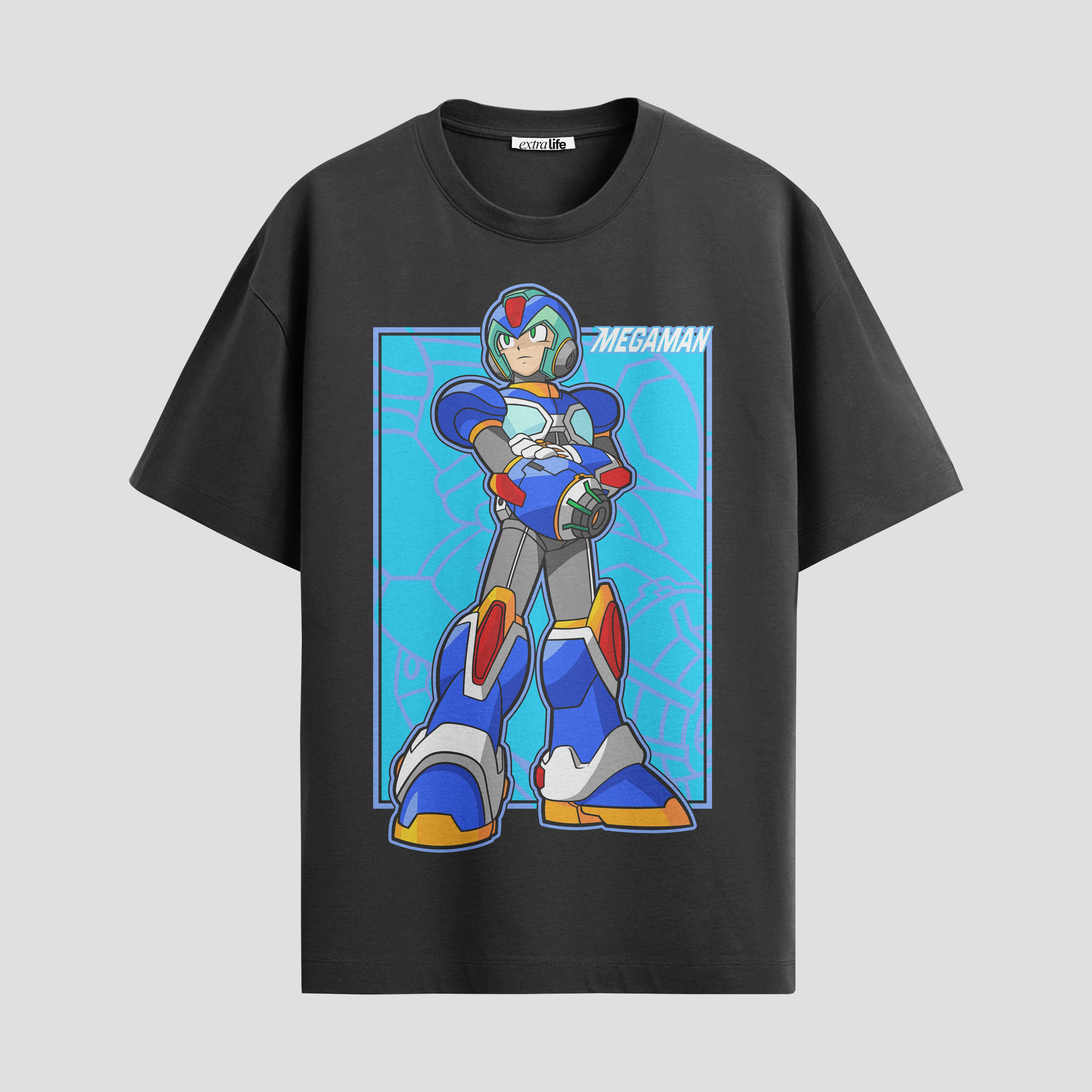 Playera urbana de anime y gaming ExtraLife MX, corte Standard Fit unisex ligero y transpirable en color Deep Black y Pure White, ropa de uso diario para gym y casual.