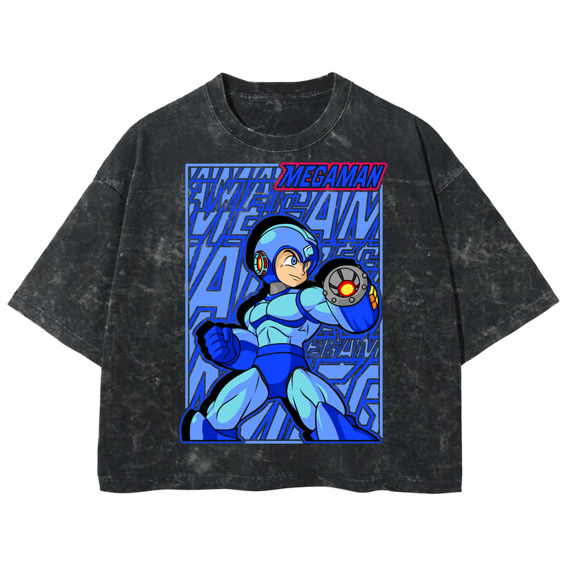 Playera streetwear premium de anime y gaming ExtraLife MX, corte boxy deluxe mineral wash heavyweight en color Acid Wash, moda urbana mexicana de culto.