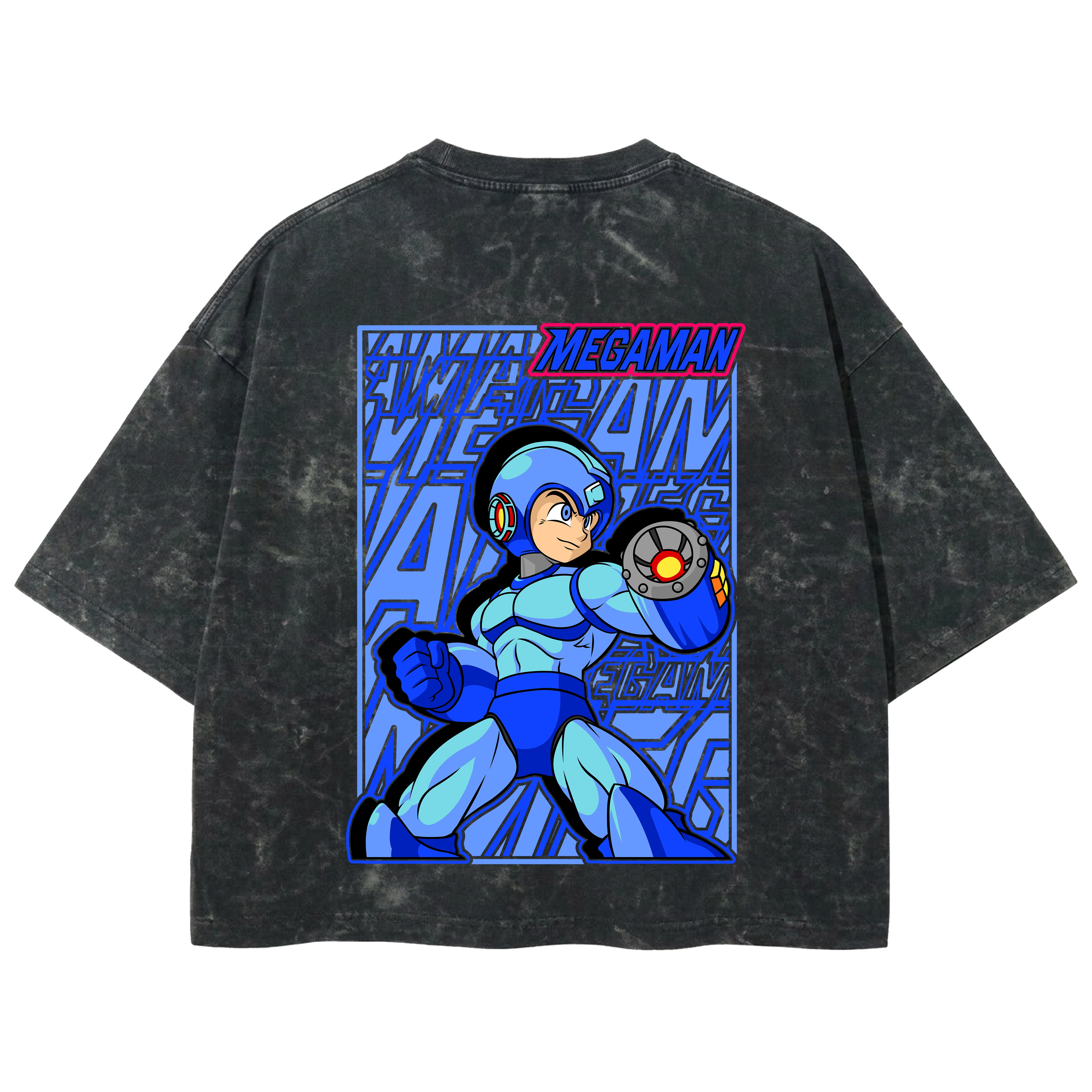 Playera streetwear premium de anime y gaming ExtraLife MX, corte boxy deluxe mineral wash heavyweight en color Acid Wash, moda urbana mexicana de culto.