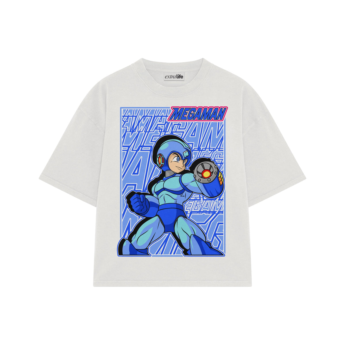 Playera streetwear premium de anime y gaming ExtraLife MX, corte oversized drop shoulder ligero y fresco en color Deep Black y Off-White, moda urbana mexicana de culto.