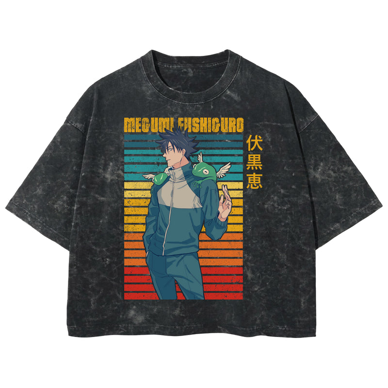 Playera streetwear premium de anime y gaming ExtraLife MX, corte boxy deluxe mineral wash heavyweight en color Acid Wash, moda urbana mexicana de culto.