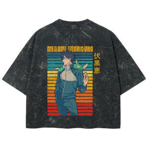 Playera streetwear premium de anime y gaming ExtraLife MX, corte boxy deluxe mineral wash heavyweight en color Acid Wash, moda urbana mexicana de culto.