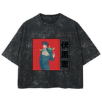 Playera streetwear premium de anime y gaming ExtraLife MX, corte boxy deluxe mineral wash heavyweight en color Acid Wash, moda urbana mexicana de culto.