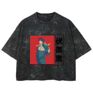 Playera streetwear premium de anime y gaming ExtraLife MX, corte boxy deluxe mineral wash heavyweight en color Acid Wash, moda urbana mexicana de culto.