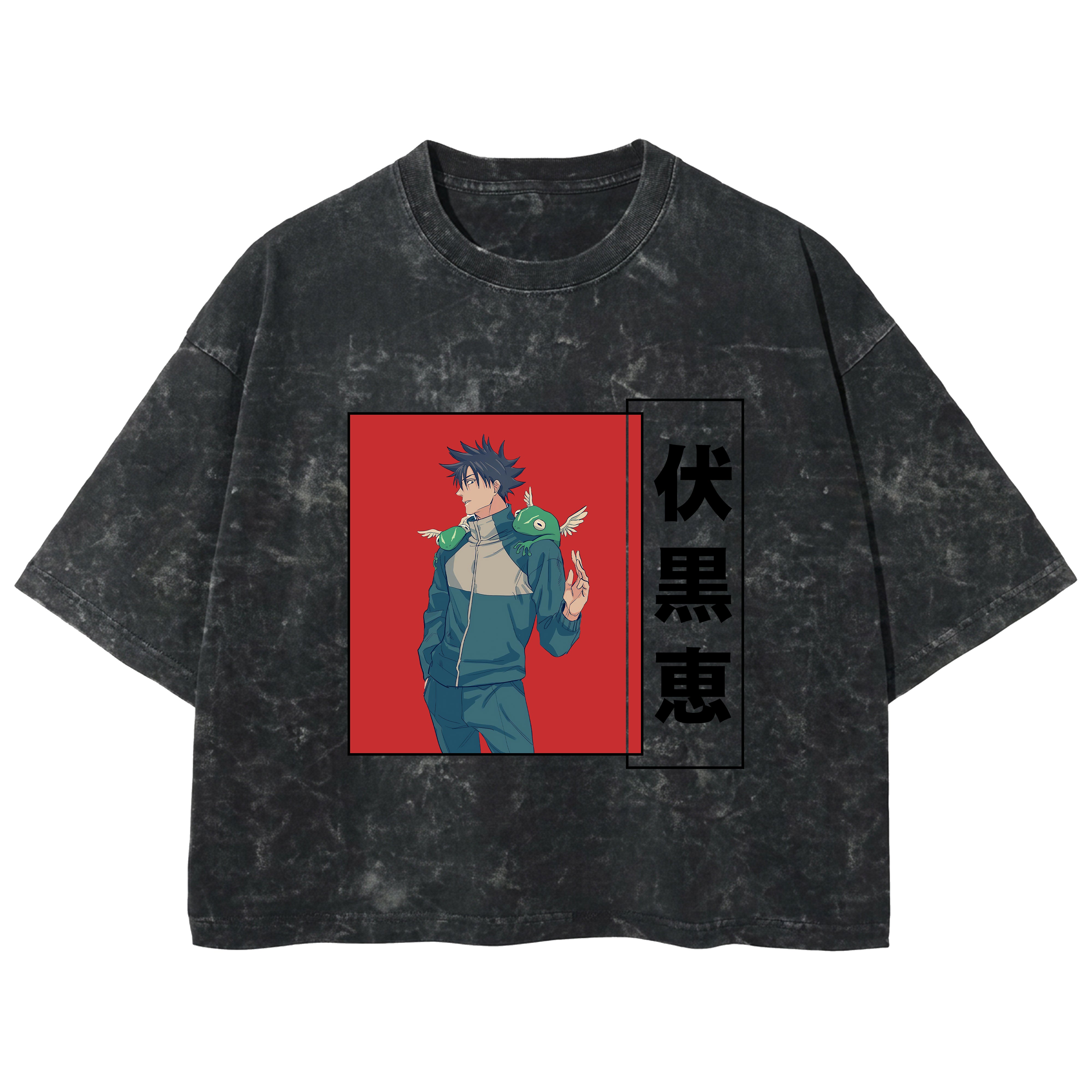 Playera streetwear premium de anime y gaming ExtraLife MX, corte boxy deluxe mineral wash heavyweight en color Acid Wash, moda urbana mexicana de culto.